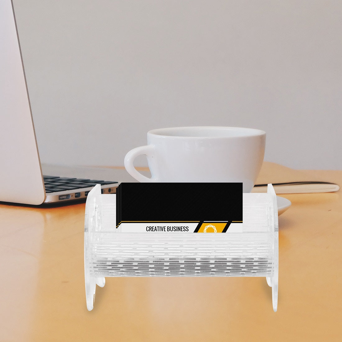 Modern Acrylic Desk Card Holder: Elevate Your Workspace Organization ( 6 Cm x 6 Cm x 10 Cm )