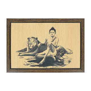 Wooden Ghanshyam Maharaj Engraving Photo Frame ( Customized & Corporate Gift Product )35cm x 51cm