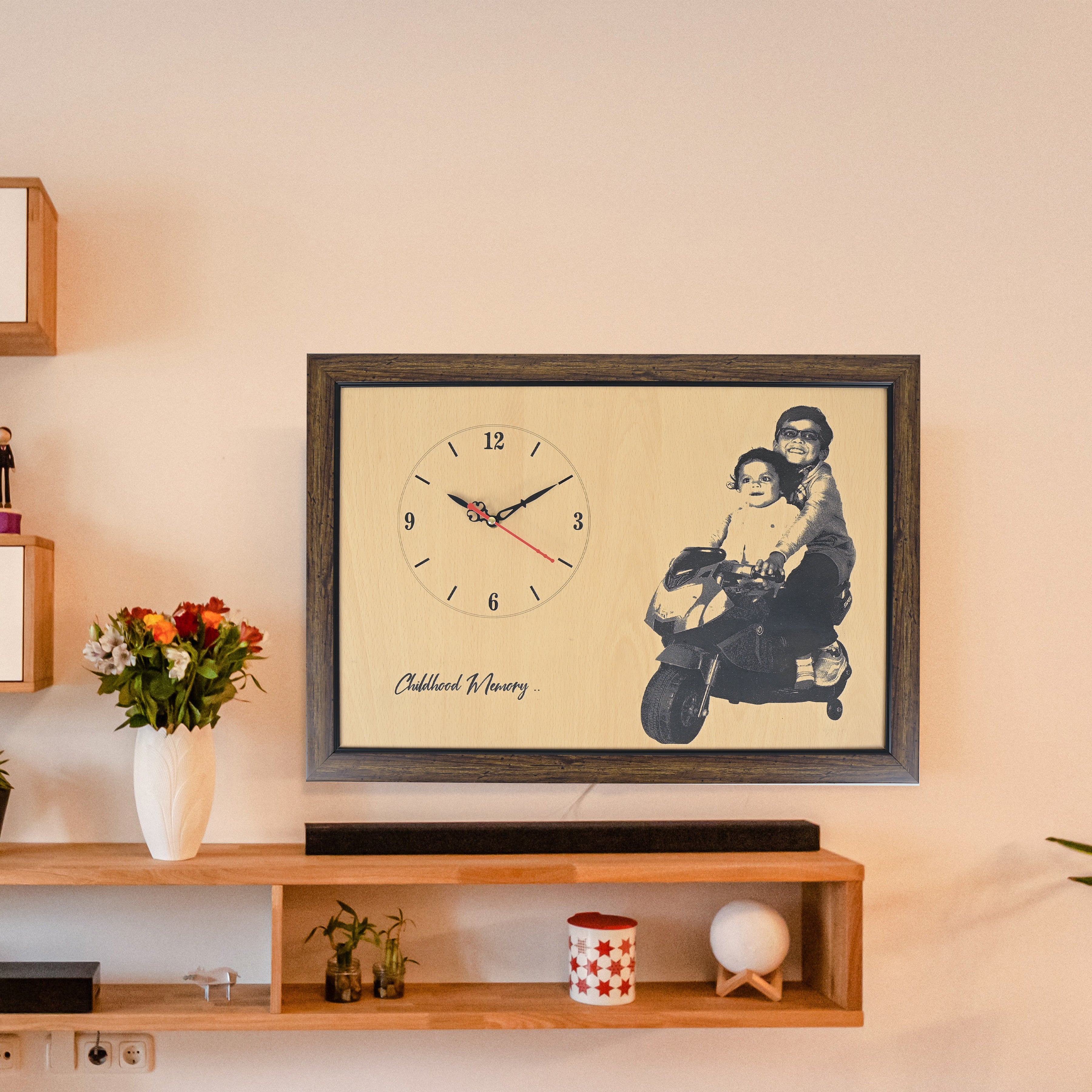 Wooden Watch With Photo Frame  ( Custmise Photo Frame ) 35cm x 51cm