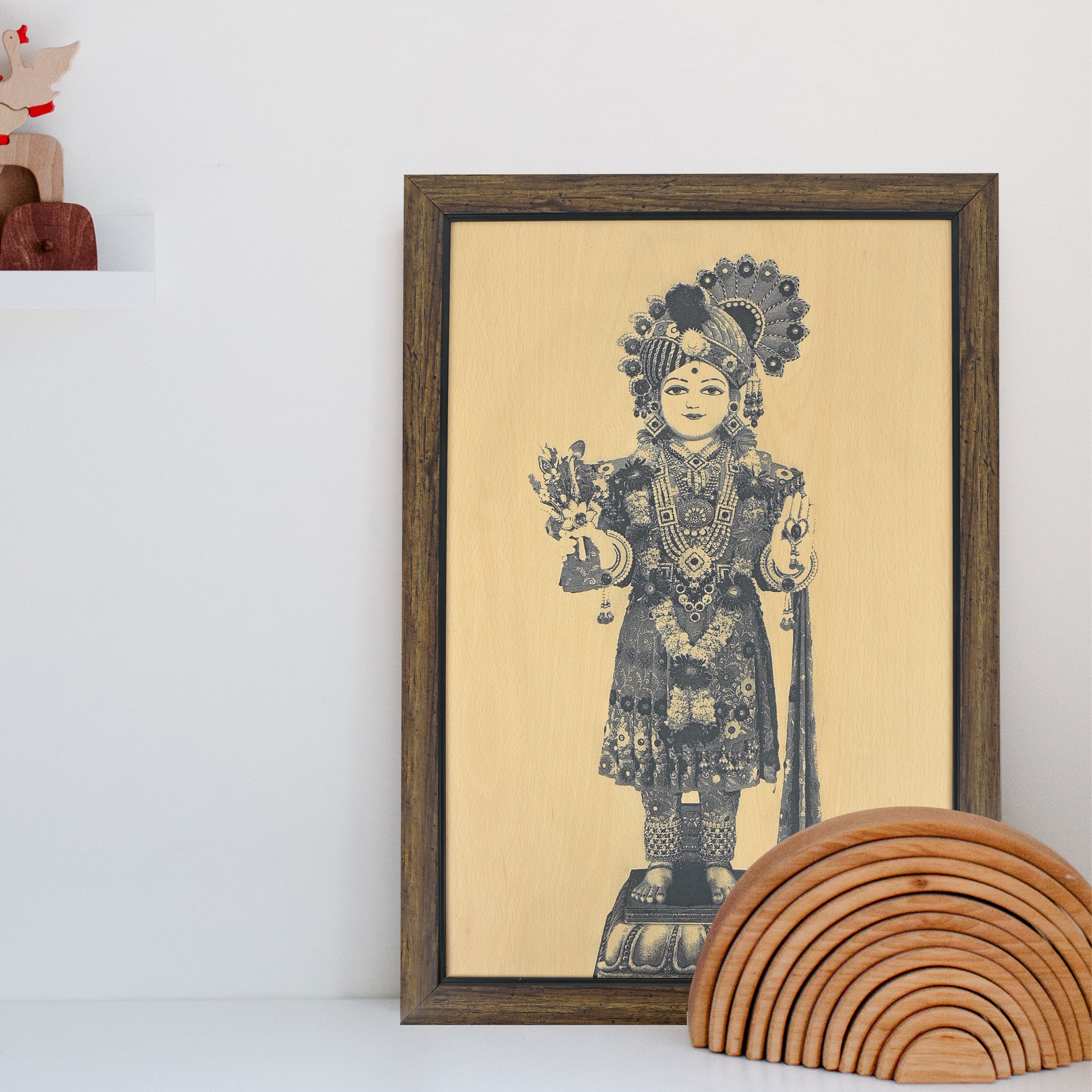 Wooden Engraving Photo Frame Ghanshyam Maharaj ( Customized Photo Frame ) 51cm x 35 cm