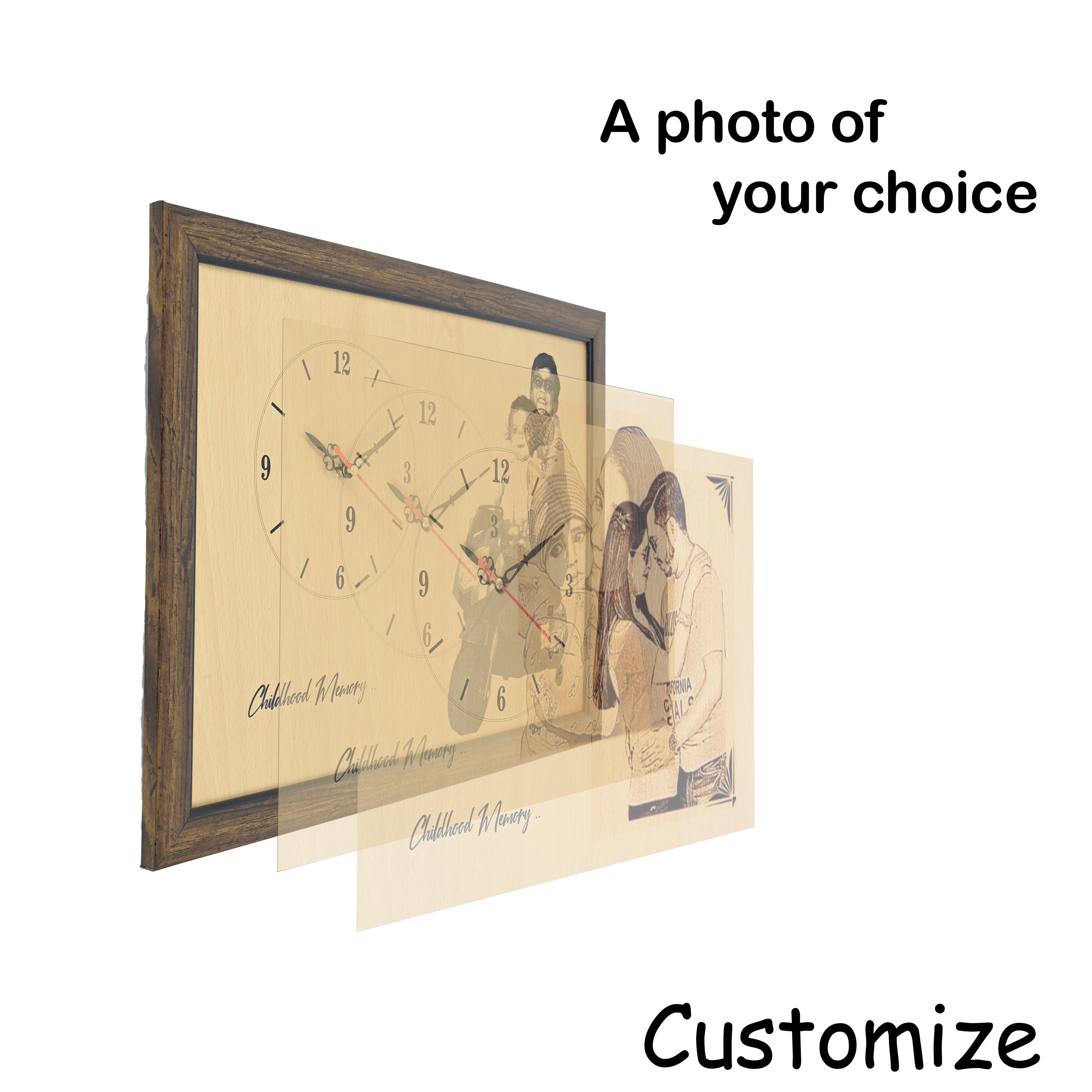 Wooden Watch With Photo Frame  ( Custmise Photo Frame ) 35cm x 51cm