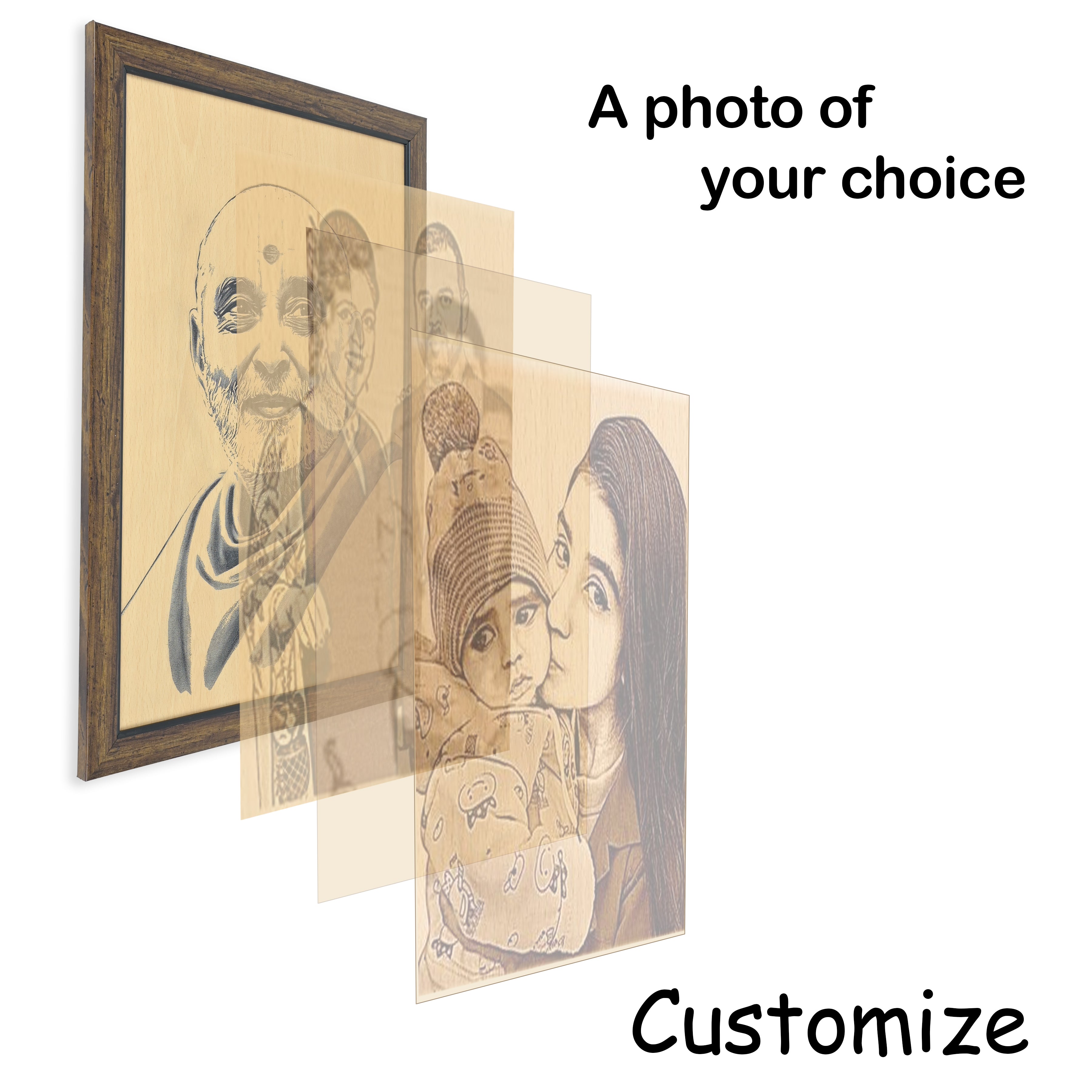 Wooden Engraving Photo Frame ( Custmise Photo Frame )51cm x 32cm