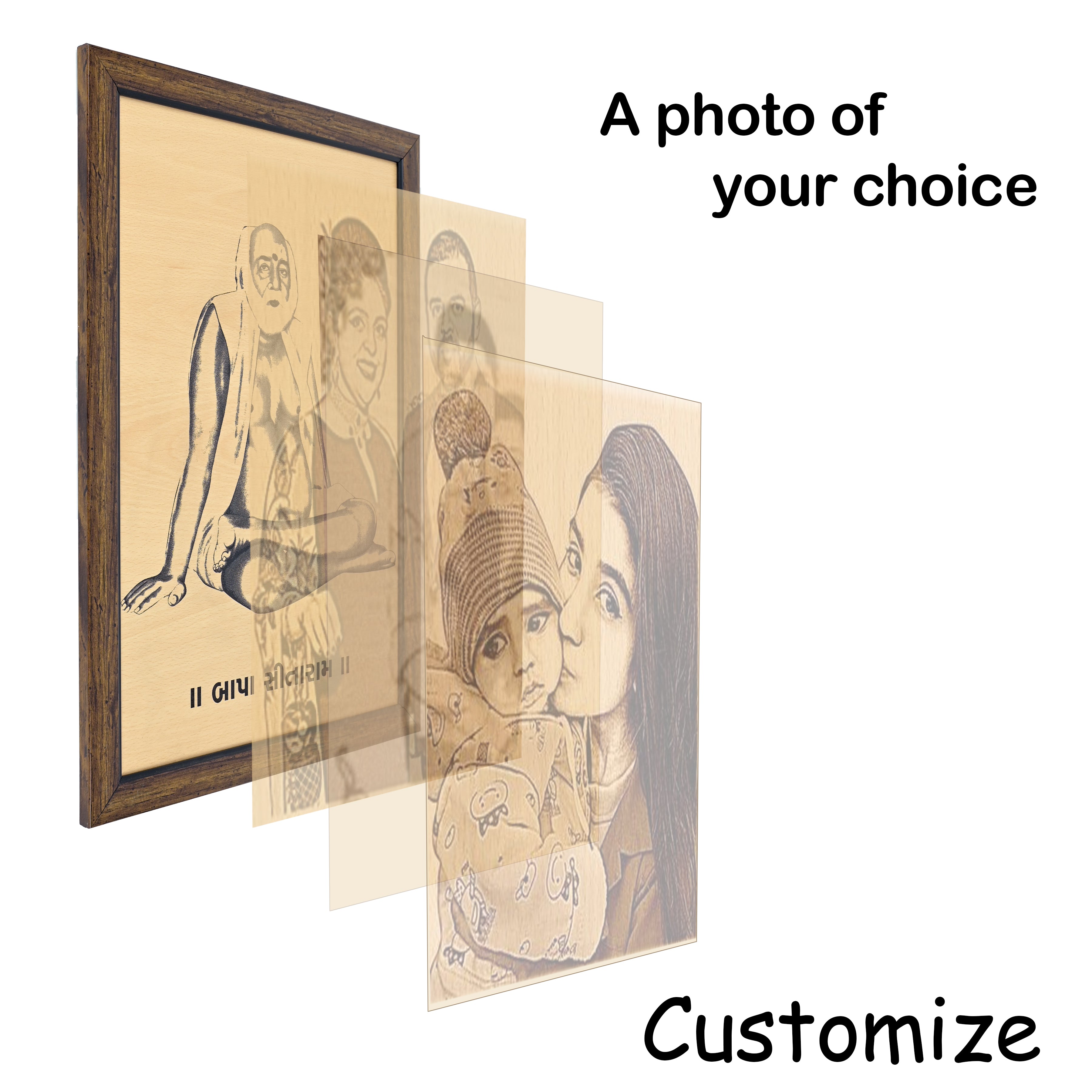 Wooden Bapasitaram Engraving Photo Frame ( Custmise Photo Frame )51cm x 35cm