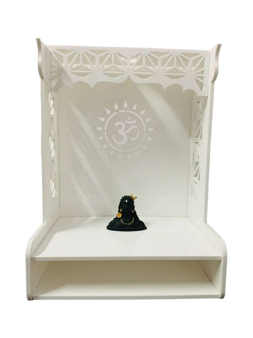 White Acrylic OM Temple: Serene Spiritual Décor ( H-37 x W-27 x L-19CM)