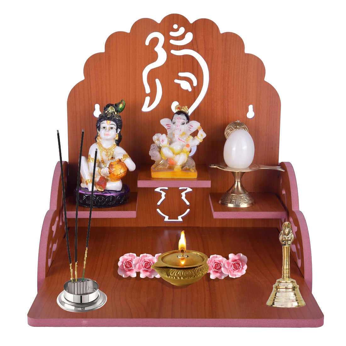 Wooden Temple Beautiful Plywood Pooja mandir Room Home Decor Office OR Home Temple(Red, Small) (Pack of 1)