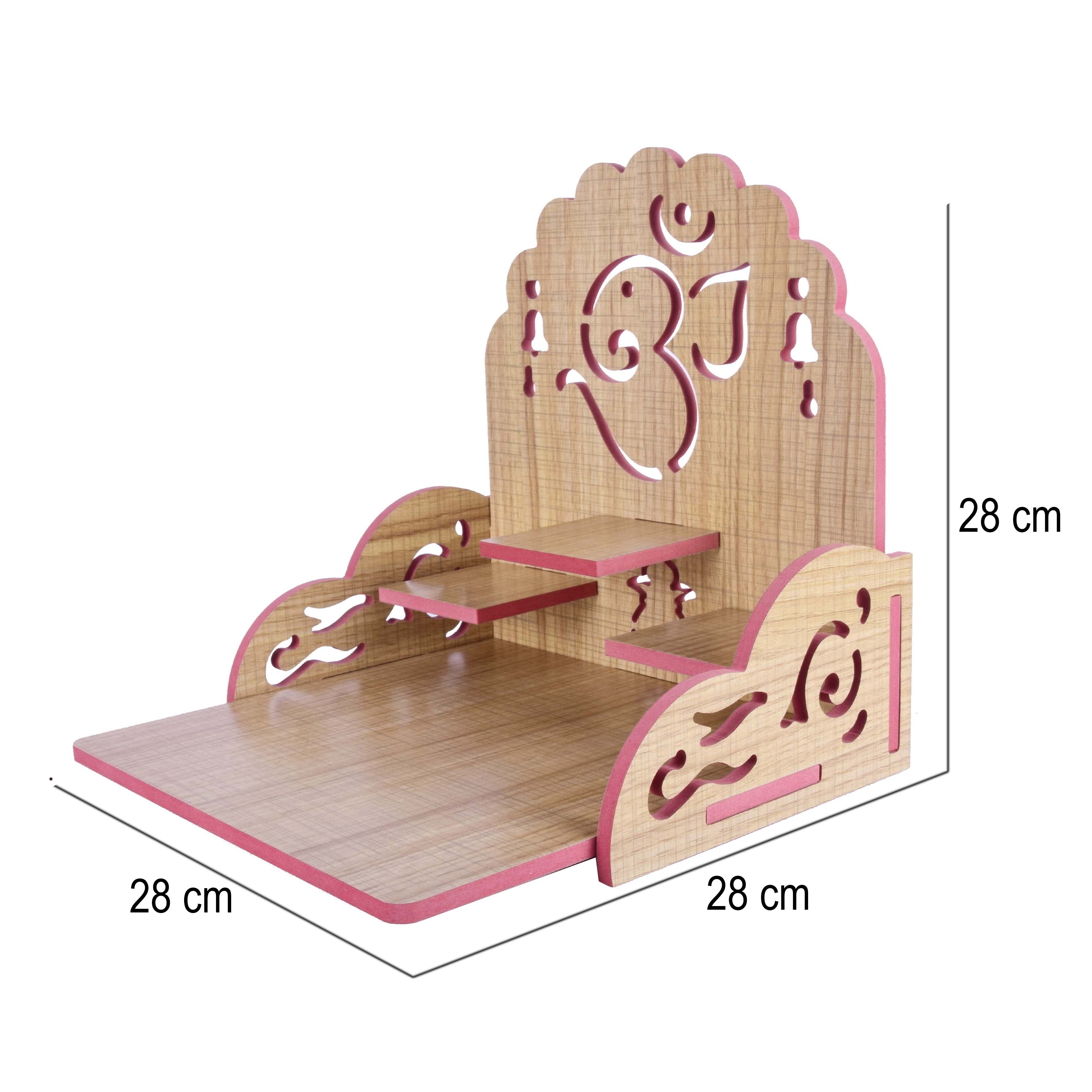 Wooden Temple Beautiful Plywood Pooja mandir Room Home Decor Office OR Home Temple(Red, Small) (Pack of 1)