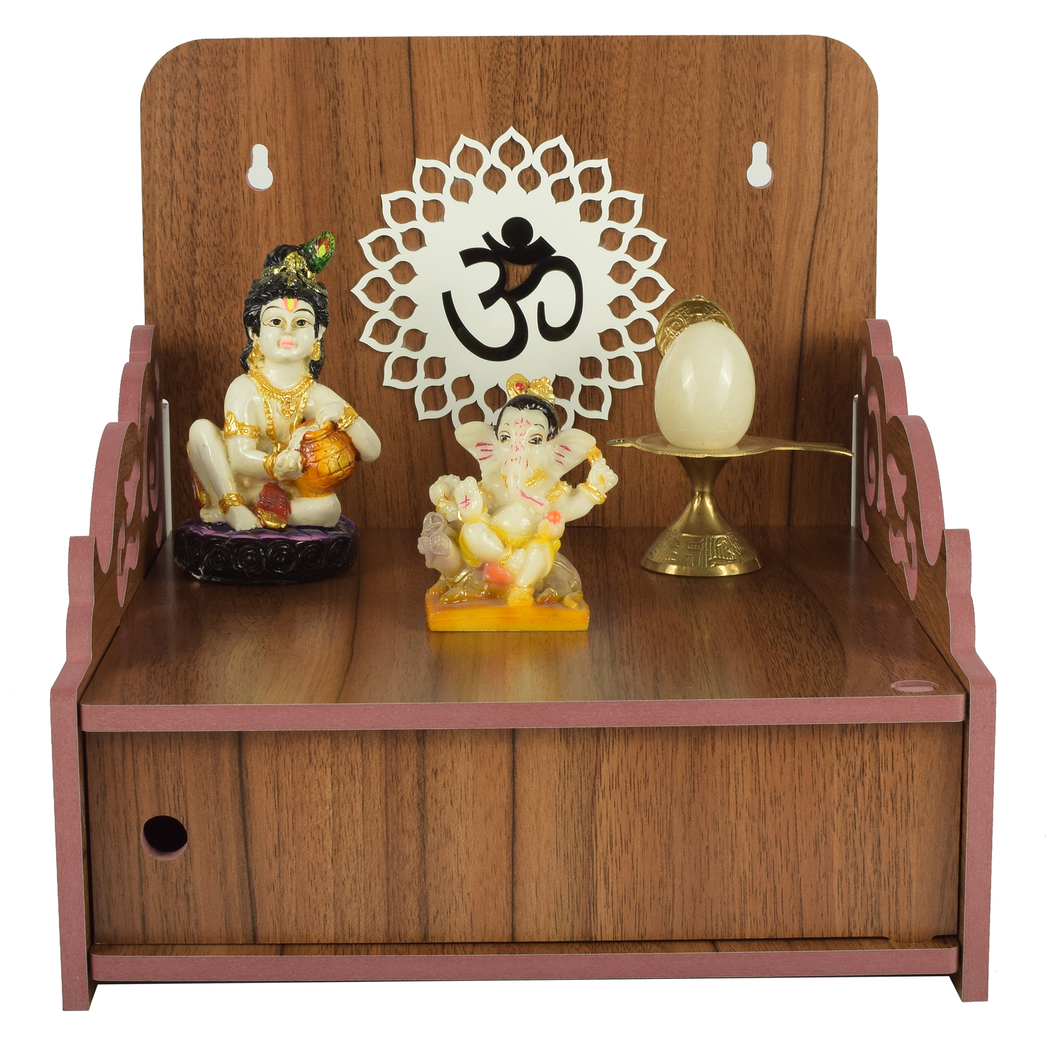 Decor Beautiful Wooden Temple with Acrylic Om Design