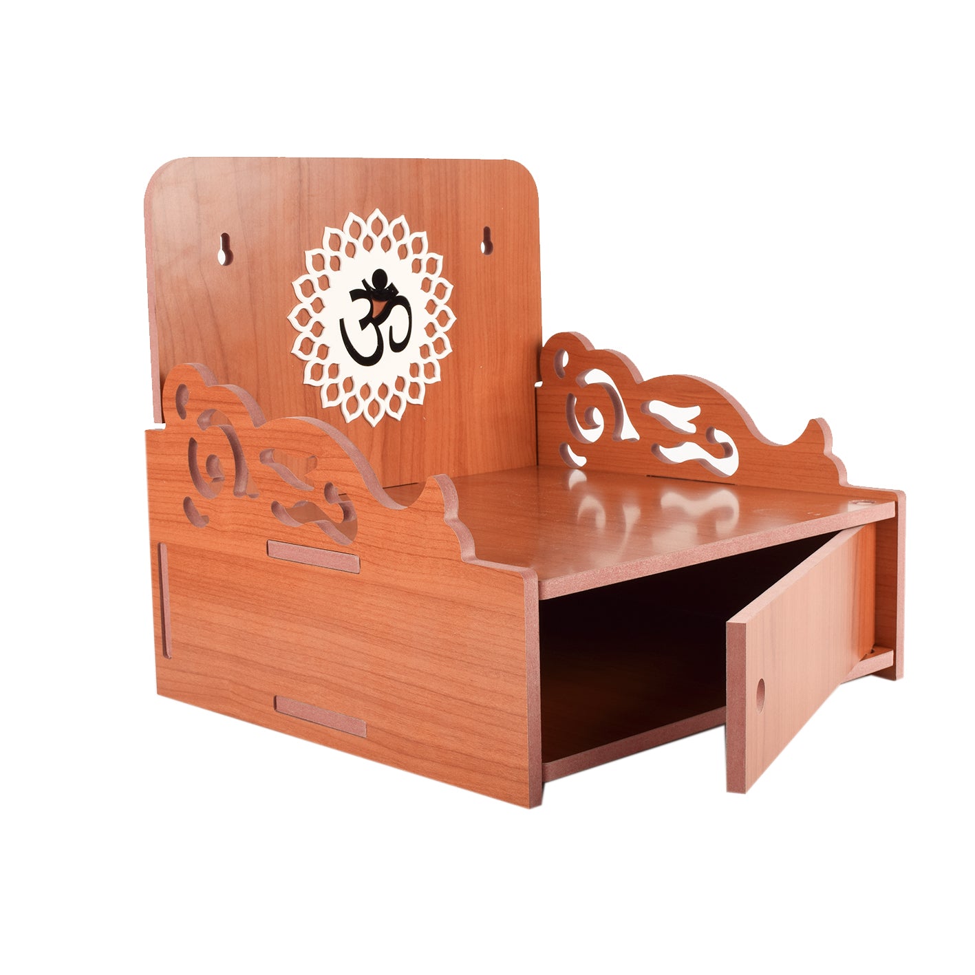 Decor Beautiful Wooden Temple with Acrylic Om Design