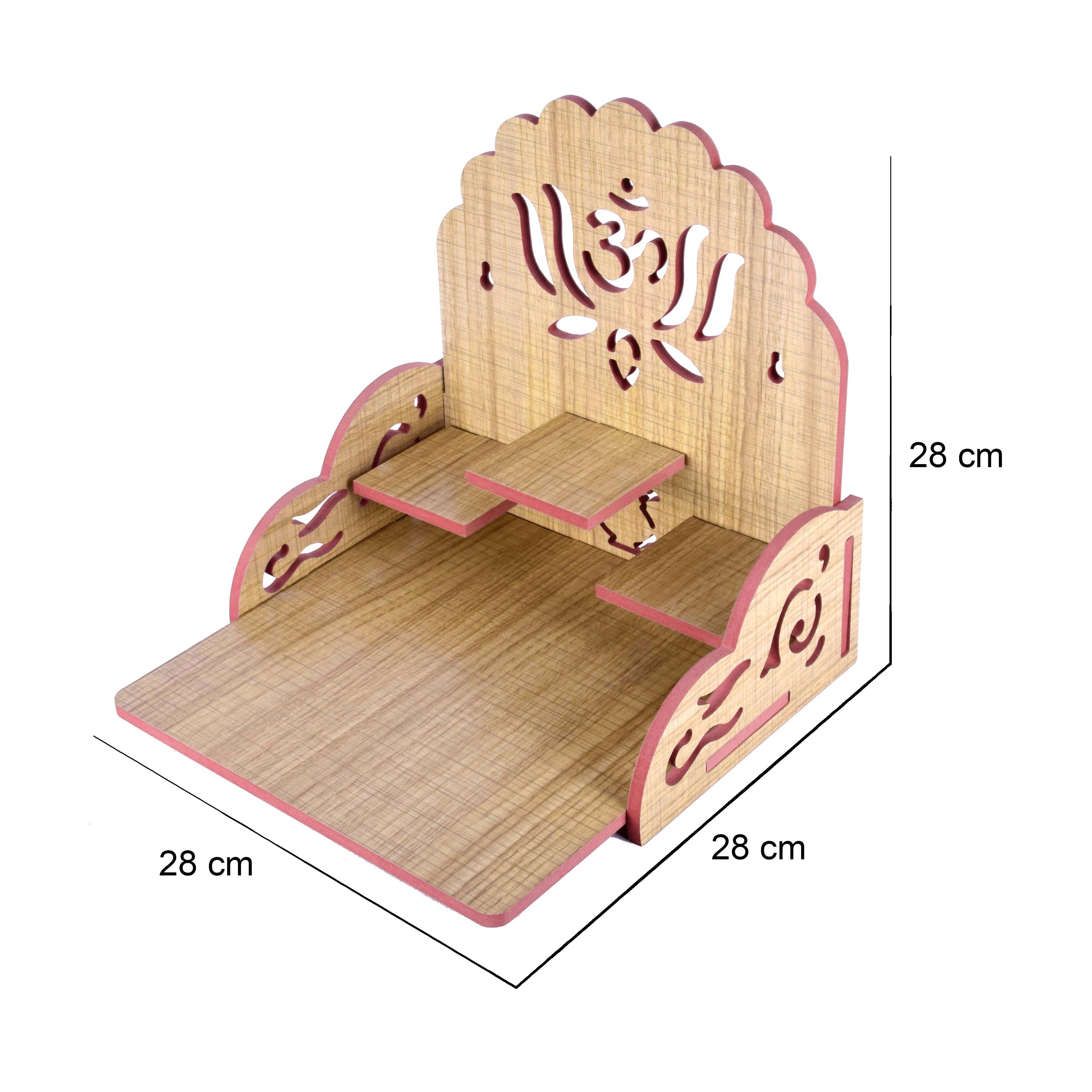 Wooden Temple Beautiful Plywood Pooja mandir Room Home Decor Office OR Home Temple(Red, Small) (Pack of 1)