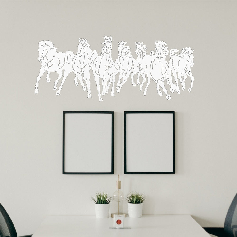 Metal White Color 7 Horse Wall Art (26cm x 60cm)