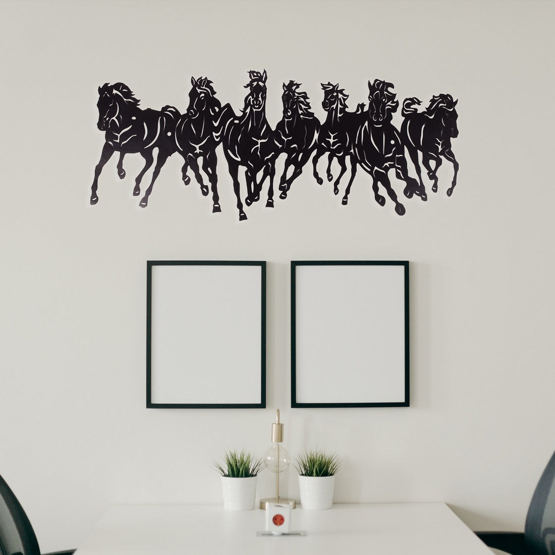 Metal Black Color 7 Horse Wall Art (26cm x 60cm)