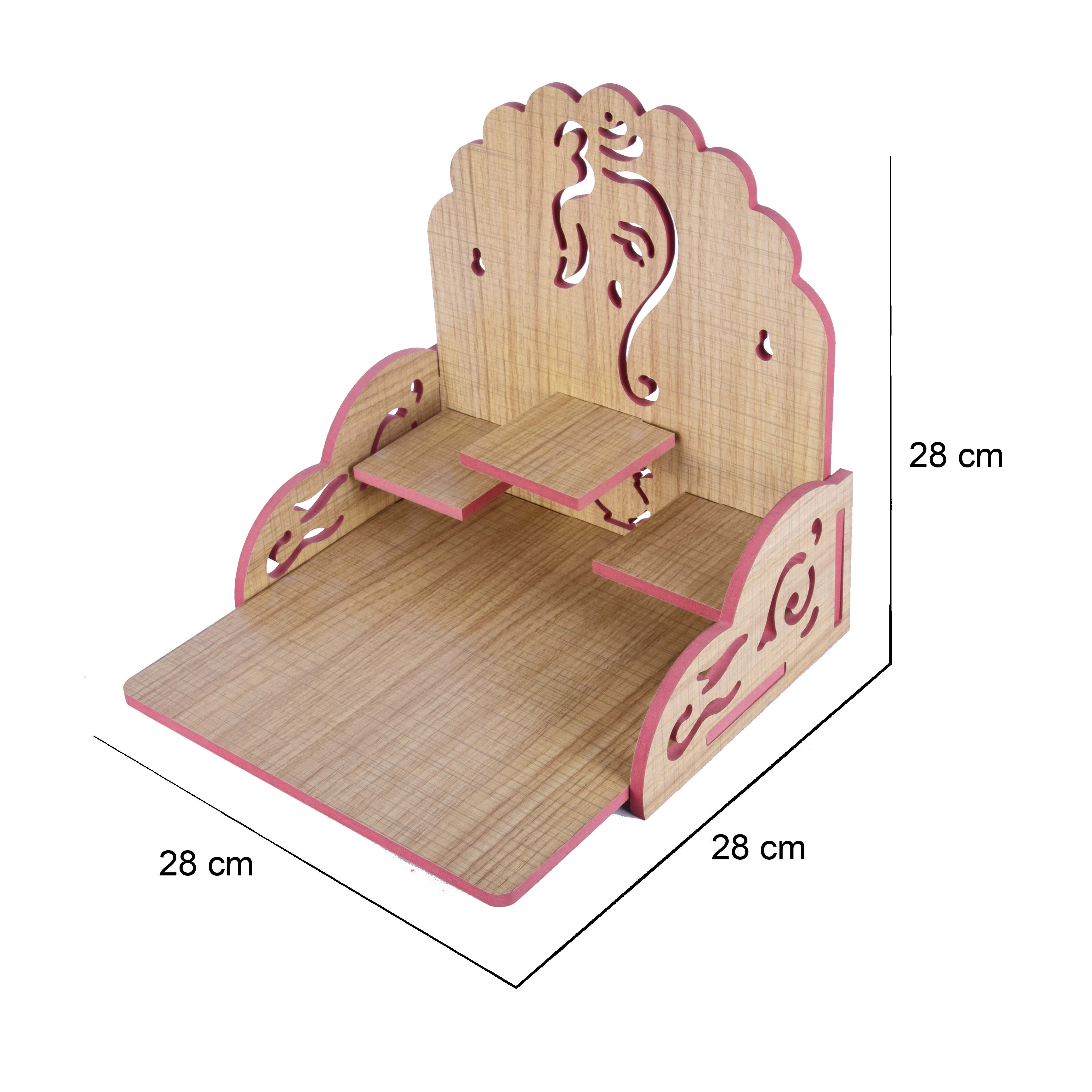 Wooden Temple Beautiful Plywood Pooja mandir Room Home Decor Office OR Home Temple(Red, Small) (Pack of 1)