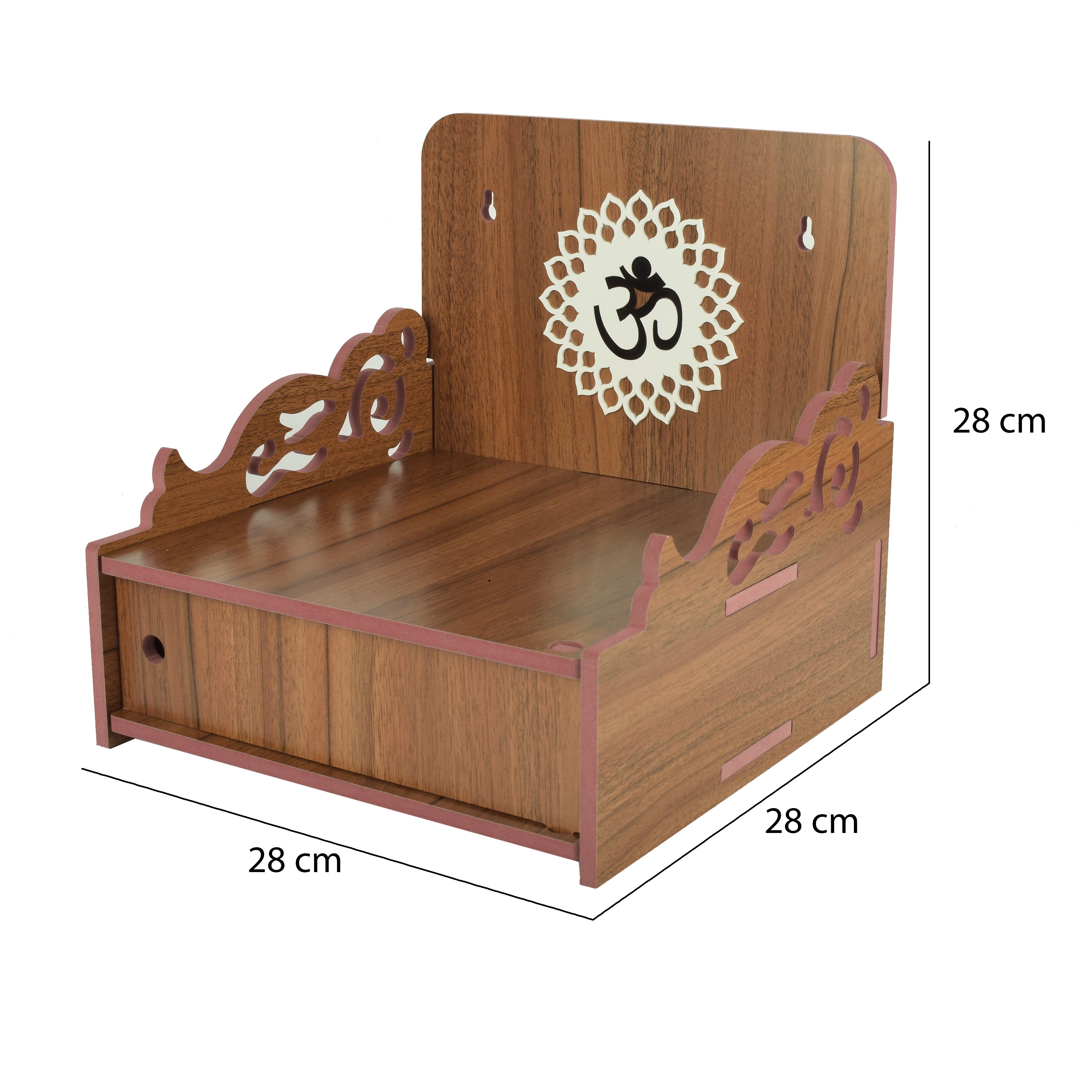 Decor Beautiful Wooden Temple with Acrylic Om Design