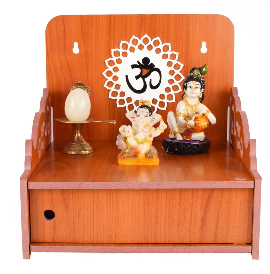 Decor Beautiful Wooden Temple with Acrylic Om Design