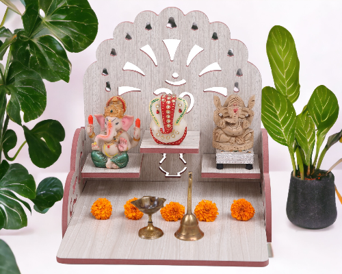 wooden Handmade Beautiful Wooden Temple Wall Hanging and Table Top Home Temple