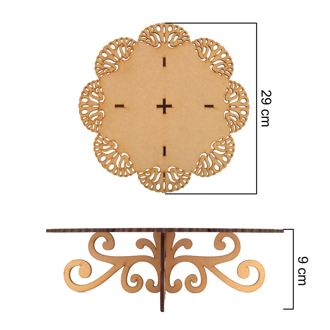 Round PlyWood Cake and Dessert Pedestal Display Stand for Dining Table Wooden Cake Server