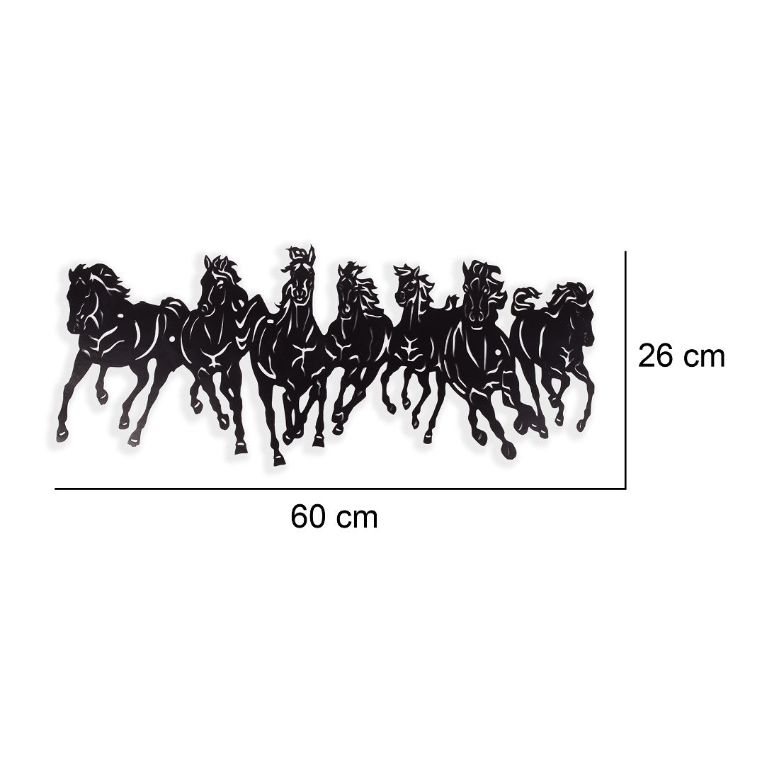 Metal Black Color 7 Horse Wall Art (26cm x 60cm)