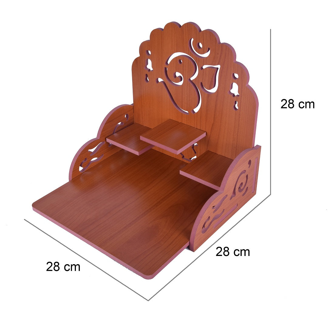 Wooden Small Temple For Pooja Room (28cm x 28cm x 26cm)