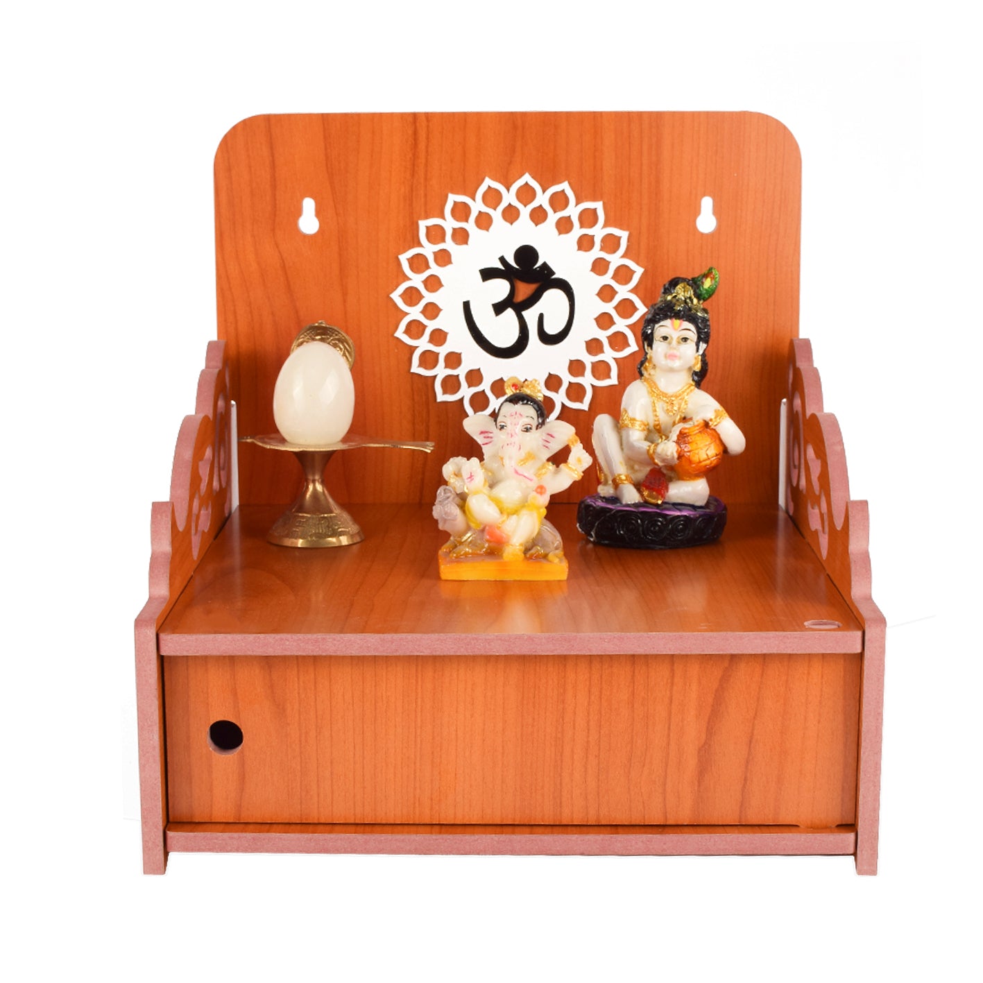 Decor Beautiful Wooden Temple with Acrylic Om Design