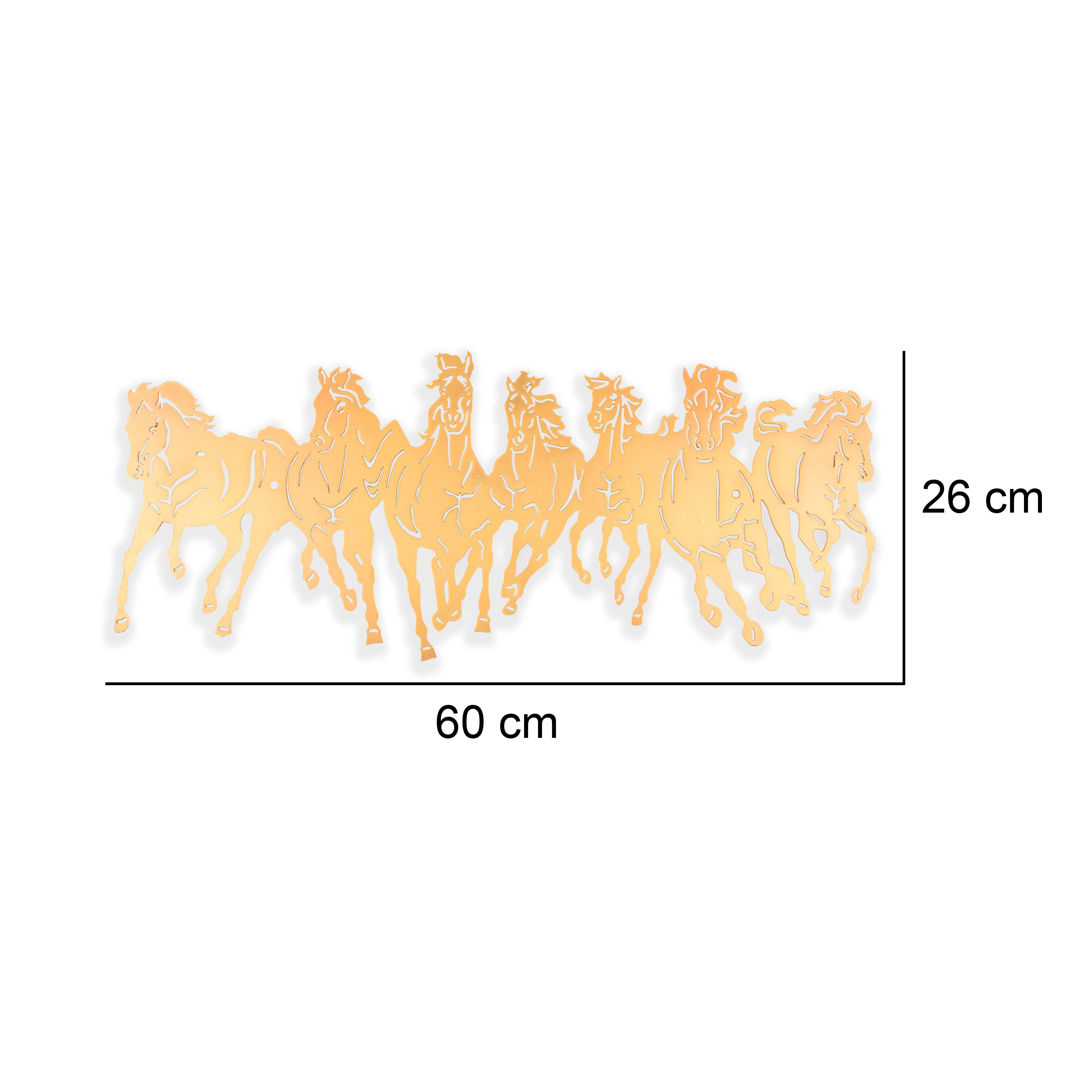 Metal Golden Color 7 Horse Wall Art (26cm x 60cm)