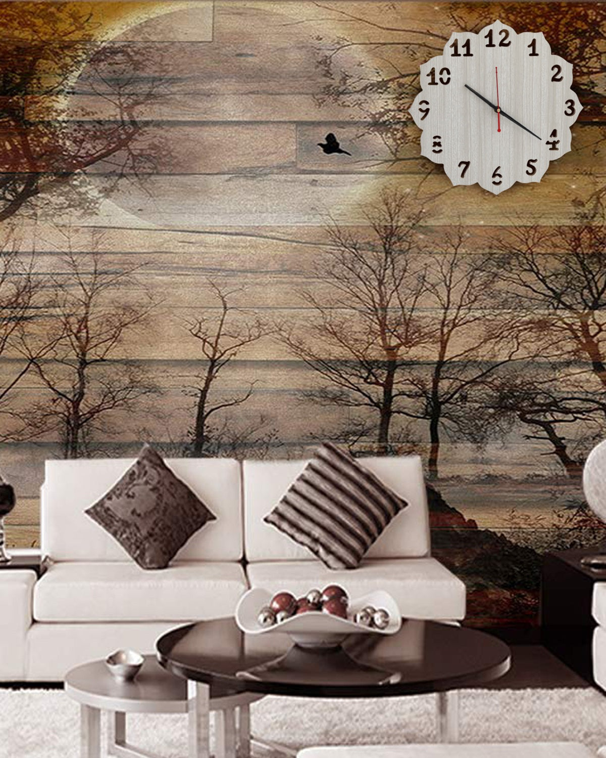 Wooden Wood Carving Wall Clock for Home, Hall, Bedroom, Living Room & Office