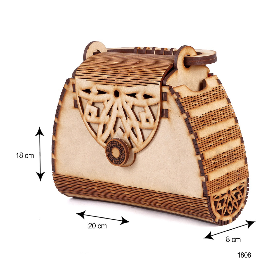 Women's Decorative Lesser Cutting Wooden Purse Handbag