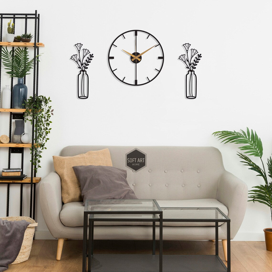 Handicraft Metal Wall Clock for Living Room