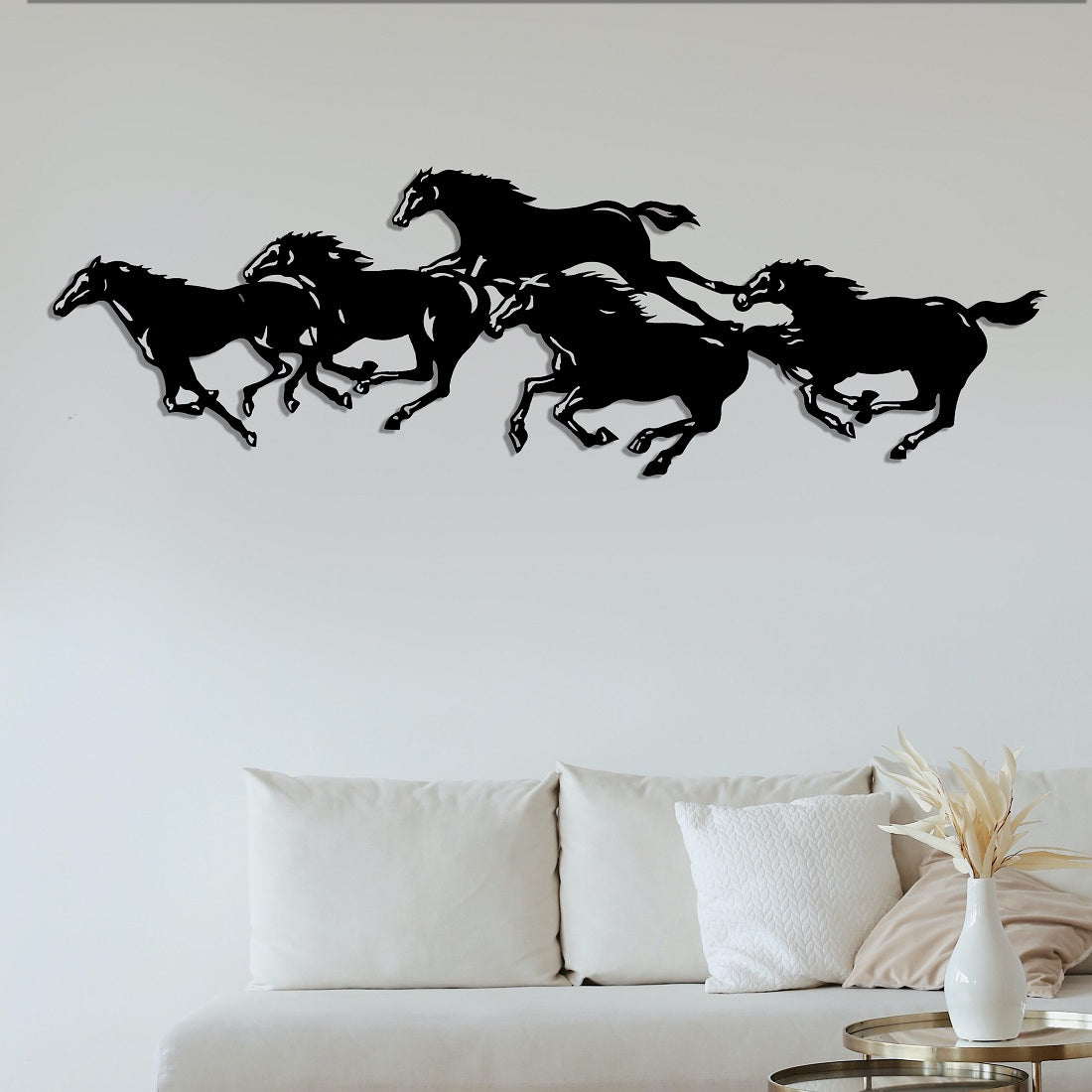 Metal Seven Running Horse Wall Art Decor for Living Room Antique Wall Mounted