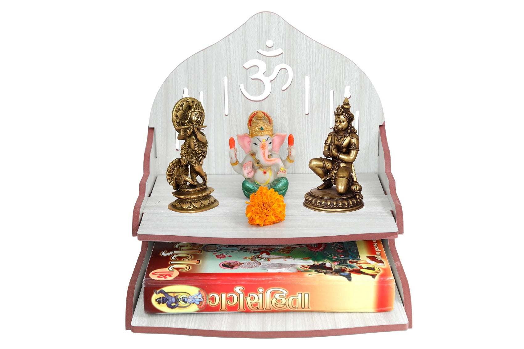 Wooden White Color Designer Small Temple For Home and Office