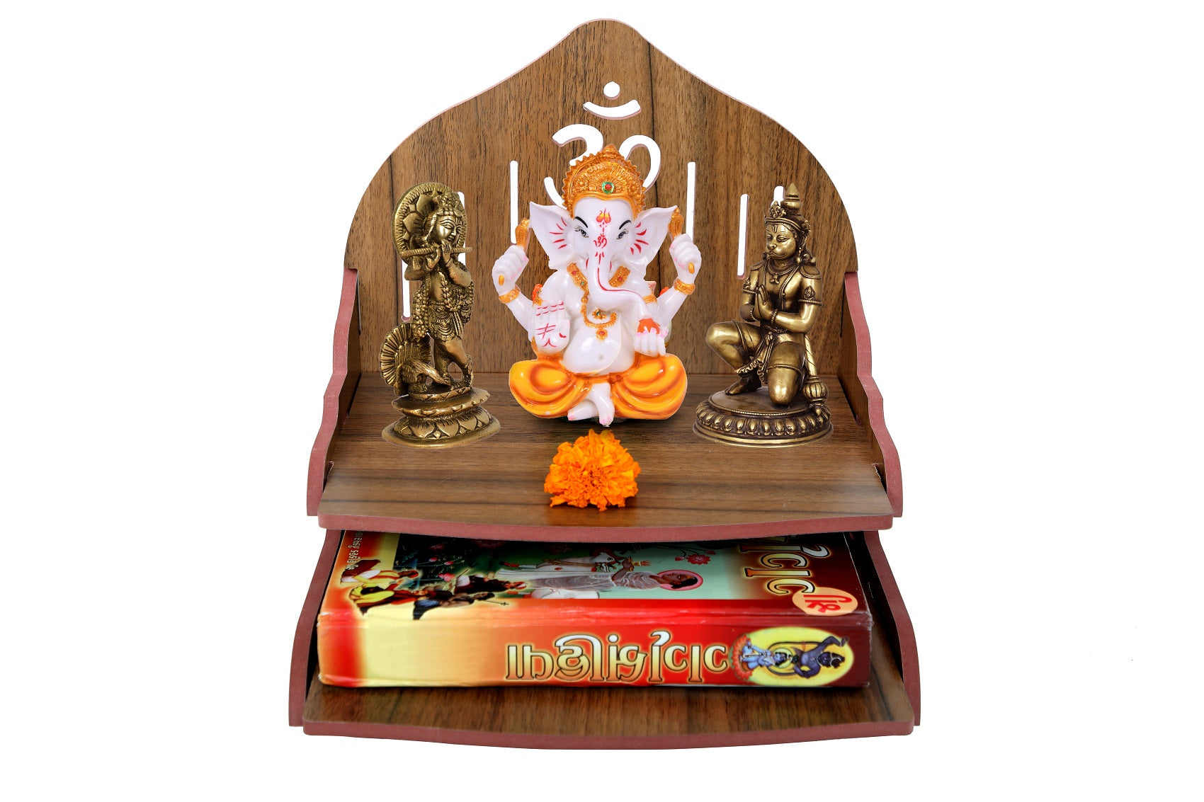 Wooden White Color Designer Small Temple For Home and Office