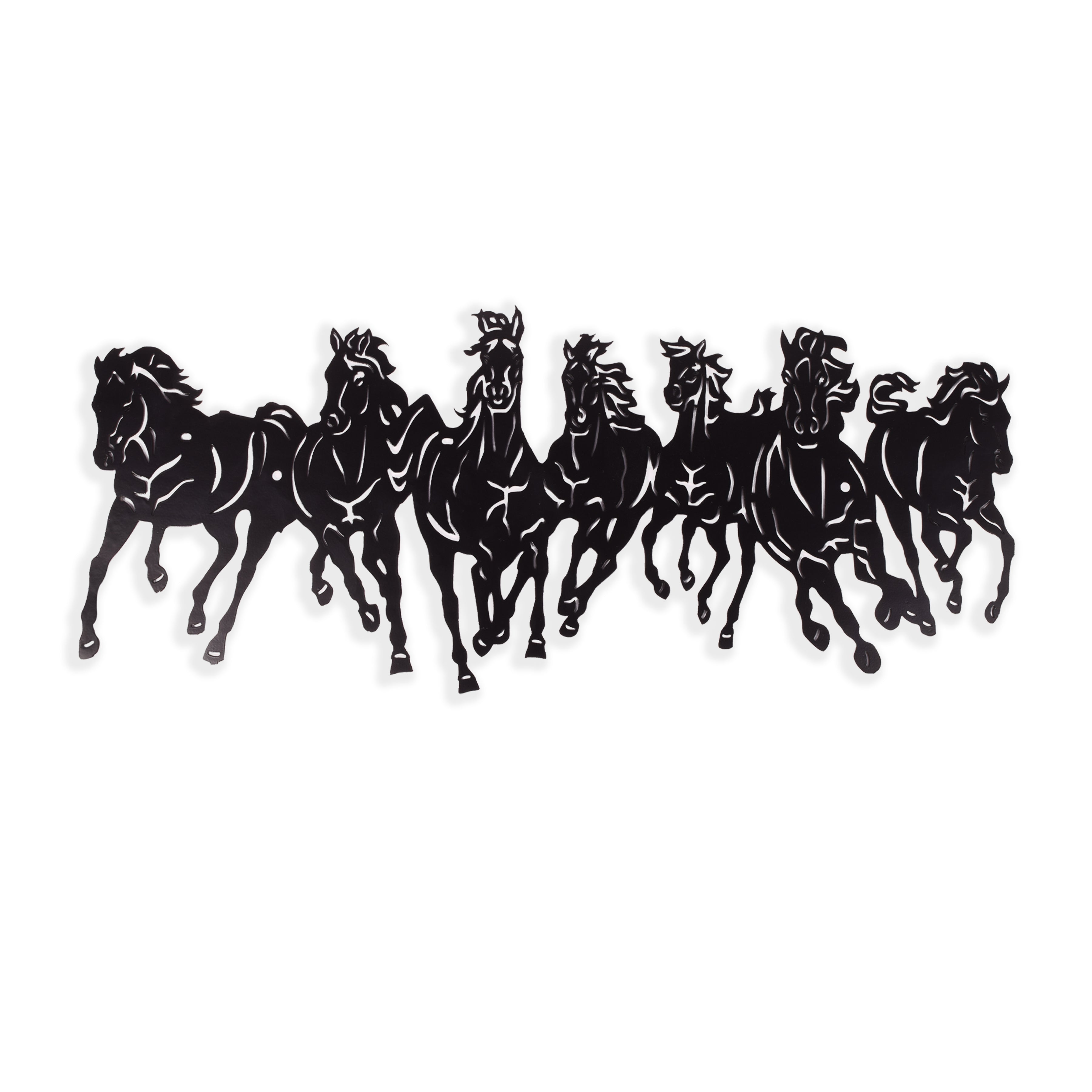 Metal Black Color 7 Horse Wall Art (26cm x 60cm)