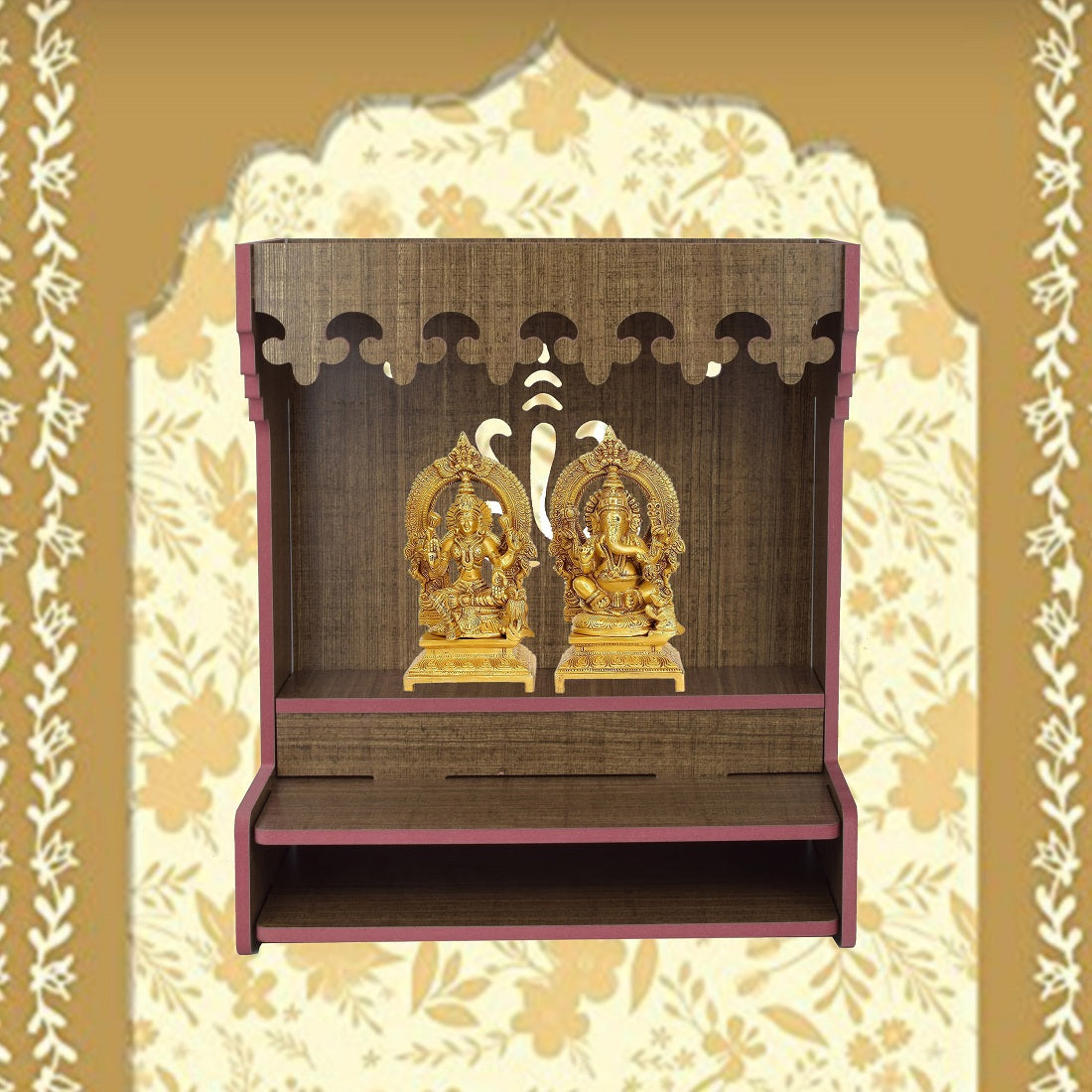 Puja Mandir For Home And Office Wall With Led Light