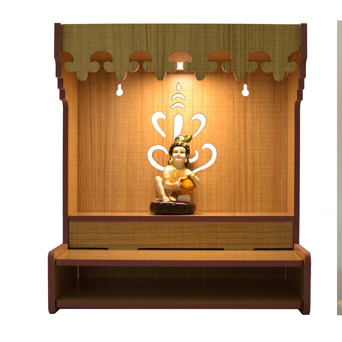 Beautiful Wooden Pooja Stand For Home, Temple For Home And Office/ Puja Mandir For Home And Office Wall With Led Light