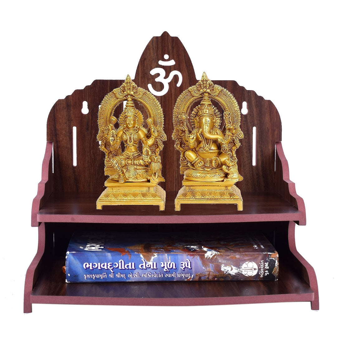 Home Wall Mounted Home Temple with Double Shelf for Storage and God Idols Decoration for Living Room