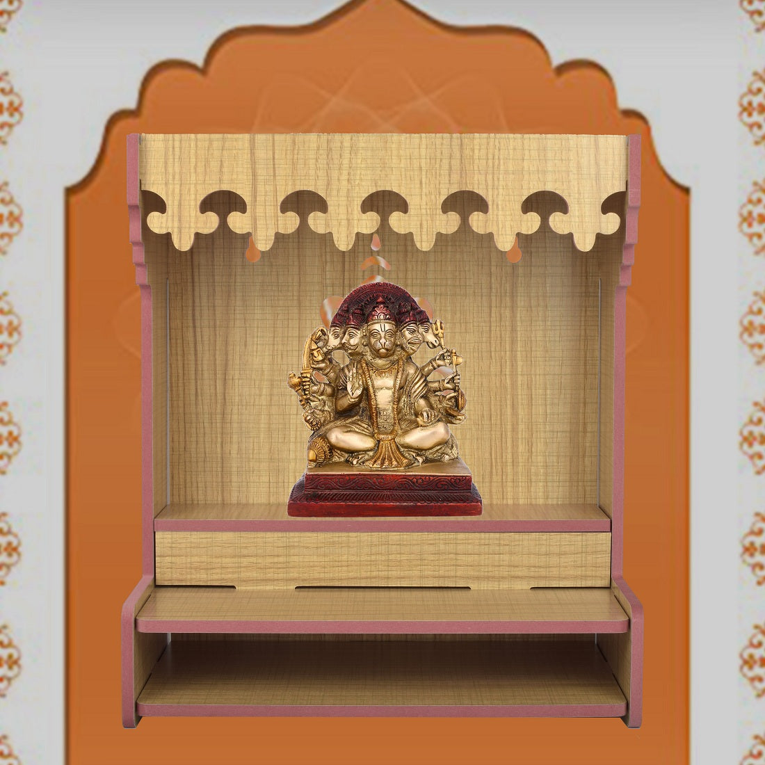 Beautiful Wooden Pooja Stand For Home, Temple For Home And Office/ Puja Mandir For Home And Office Wall With Led Light