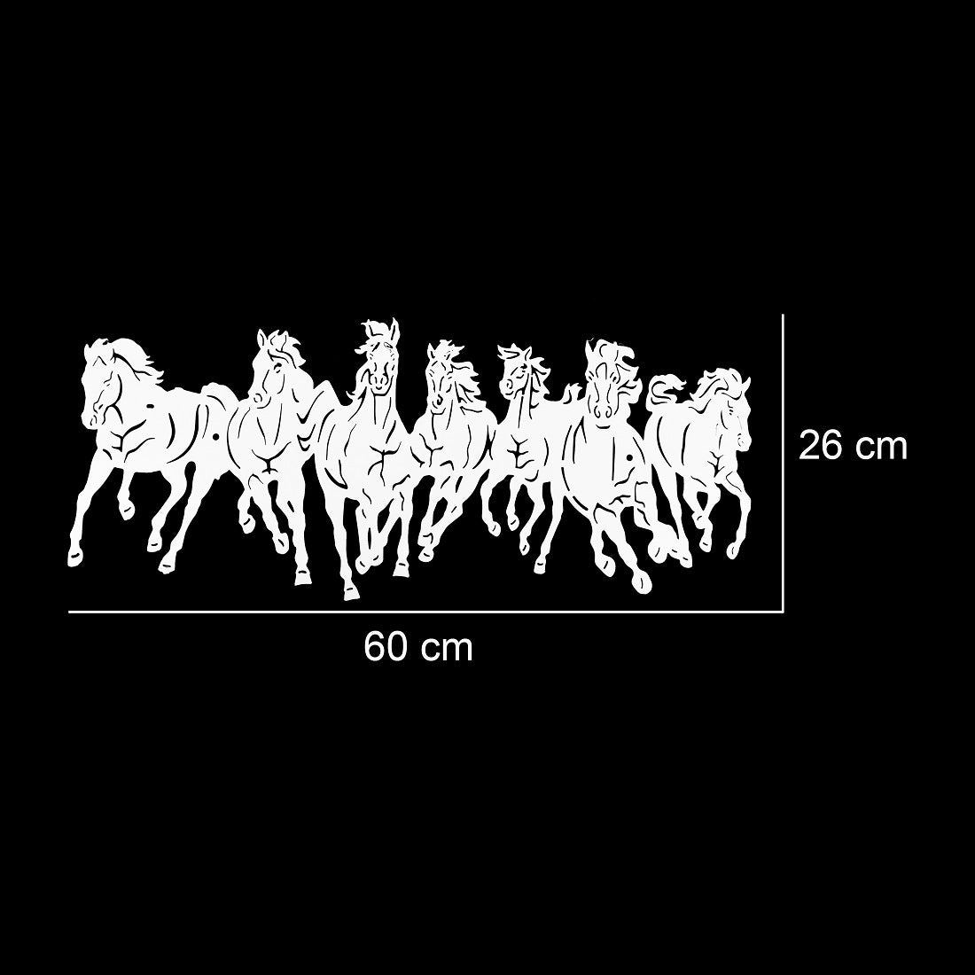 Metal White Color 7 Horse Wall Art (26cm x 60cm)