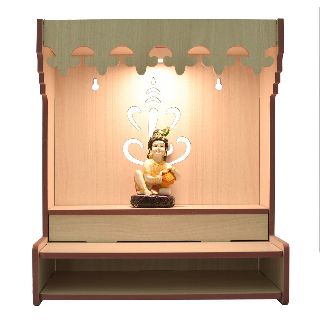 Beautiful Wooden Pooja Stand For Home, Temple For Home And Office/ Puja Mandir For Home And Office Wall With Led Light